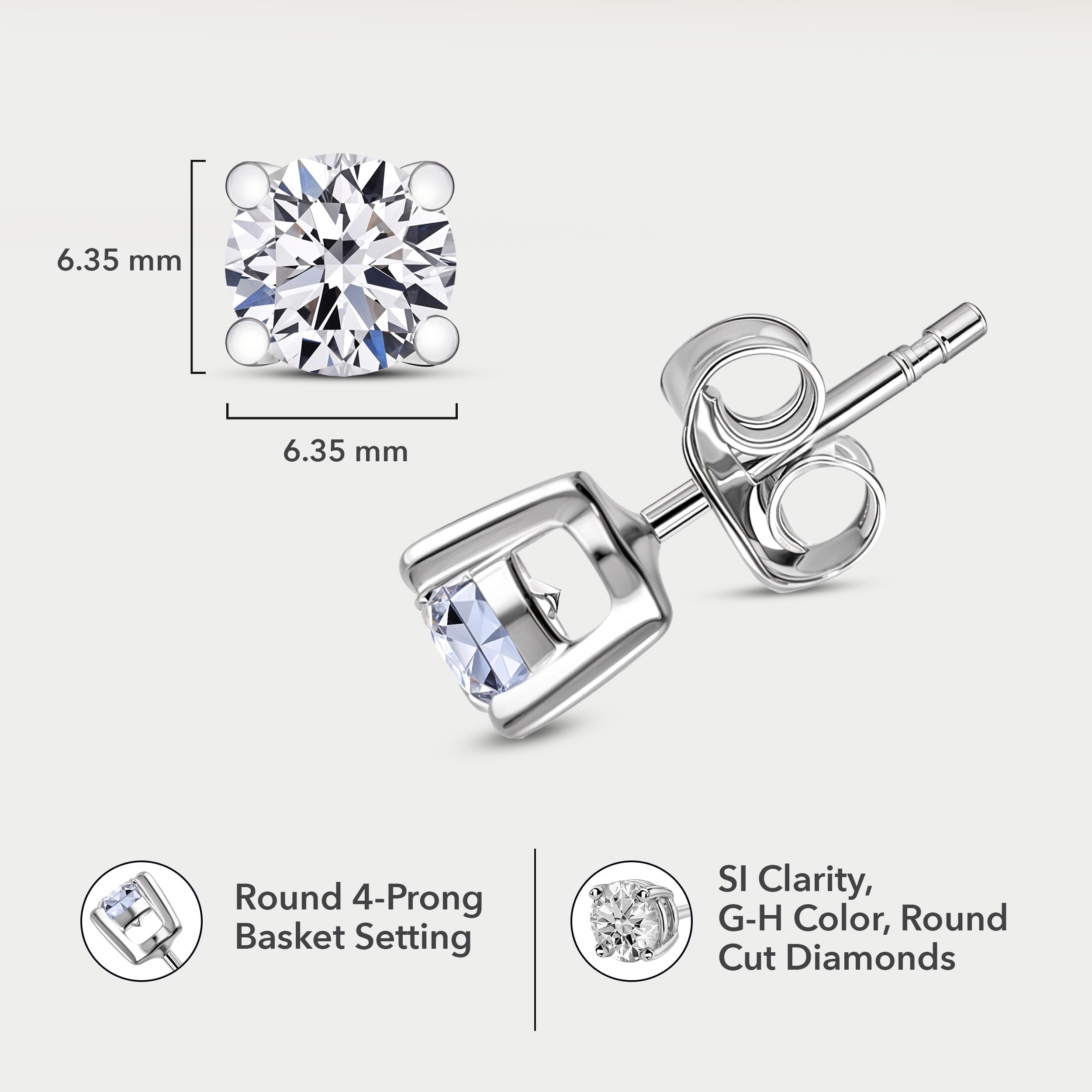 0.25 to 1 Carat Lab Grown Diamond Stud Earrings for Women and Men In 925 Sterling Silver with Platinum Or 18K Gold Plating G-H Color SI Clarity Anniversary Engagement Fine Jewelry Gifts - Image 4