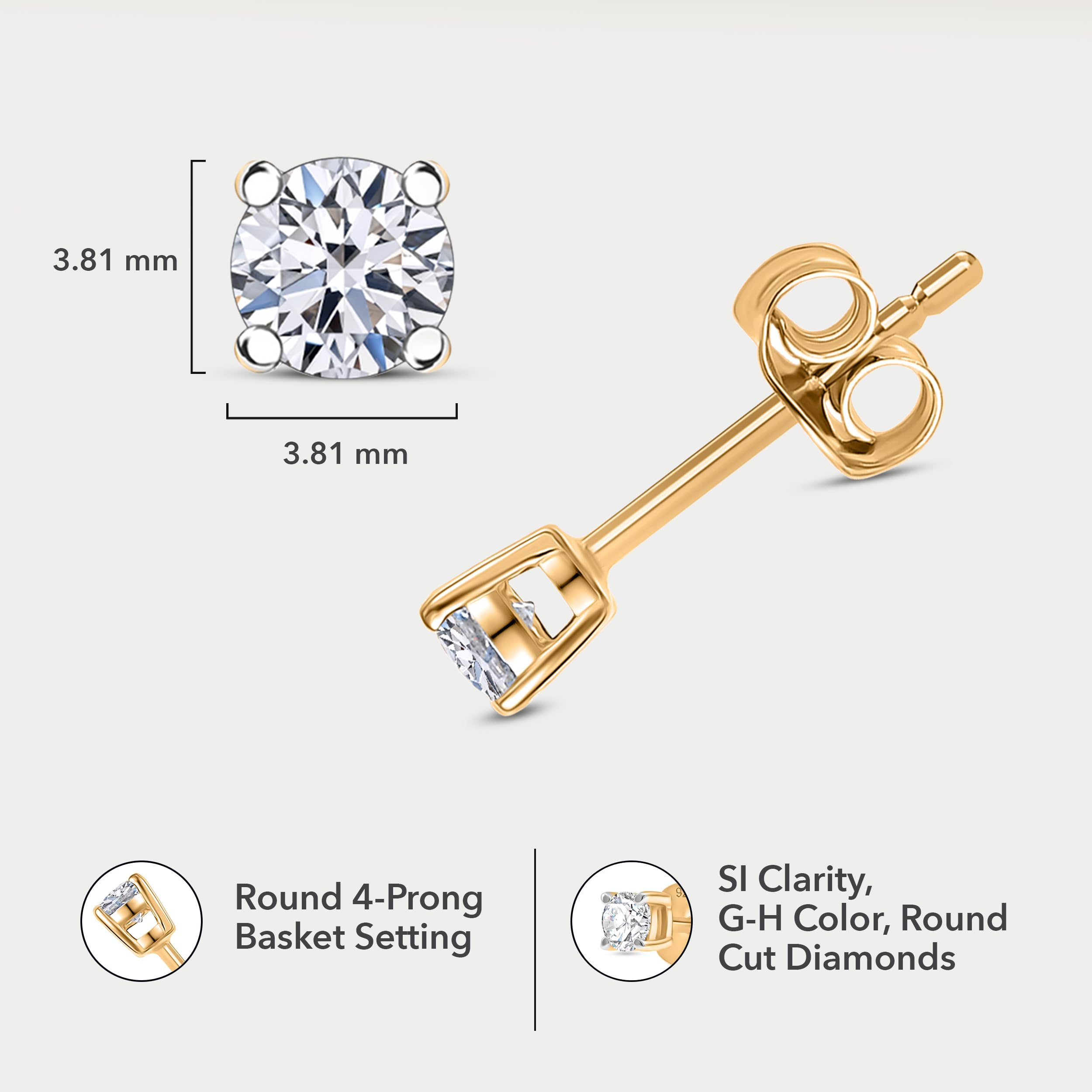 0.25 to 1 Carat Lab Grown Diamond Stud Earrings for Women and Men In 925 Sterling Silver with Platinum Or 18K Gold Plating G-H Color SI Clarity Anniversary Engagement Fine Jewelry Gifts - Image 4
