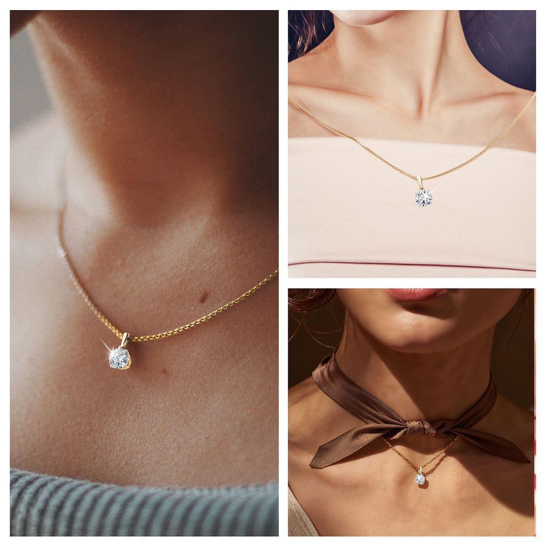 0.5 to 4 Carat IGI Certified Lab Grown Diamond Solitaire Pendant Necklace 4-Prong Setting, Jewelry for Women (E-F Color VS Clarity) 14K Yellow Gold/Platinum/Sterling Silver 20" Chain Gifts - Image 3
