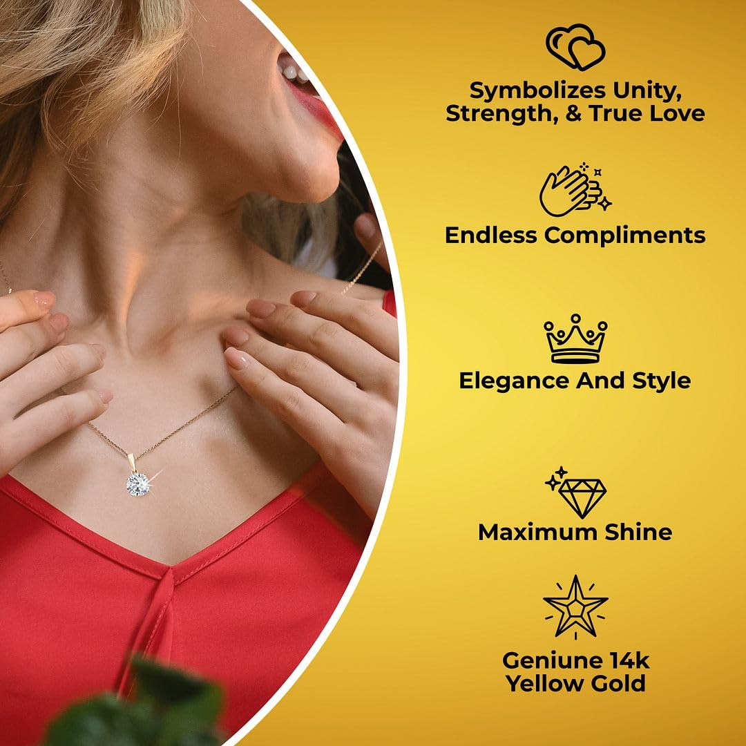 0.5 to 4 Carat IGI Certified Lab Grown Diamond Solitaire Pendant Necklace 4-Prong Setting, Jewelry for Women (E-F Color VS Clarity) 14K Yellow Gold/Platinum/Sterling Silver 20" Chain Gifts - Image 4