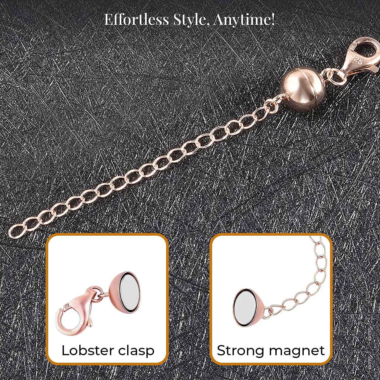 14K Rose Gold Plated 925 Sterling Silver Magnetic Ball Clasp Making Kit Birthday Christmas Gifts - Image 2