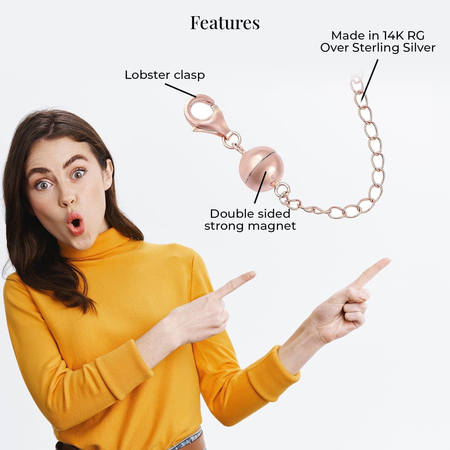 14K Rose Gold Plated 925 Sterling Silver Magnetic Ball Clasp Making Kit Birthday Christmas Gifts - Image 3