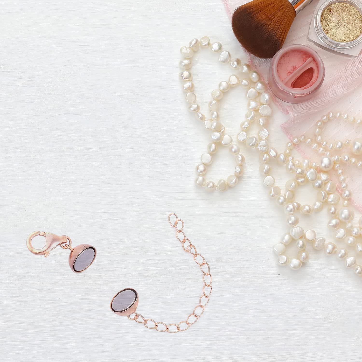 14K Rose Gold Plated 925 Sterling Silver Magnetic Ball Clasp Making Kit Birthday Christmas Gifts - Image 7