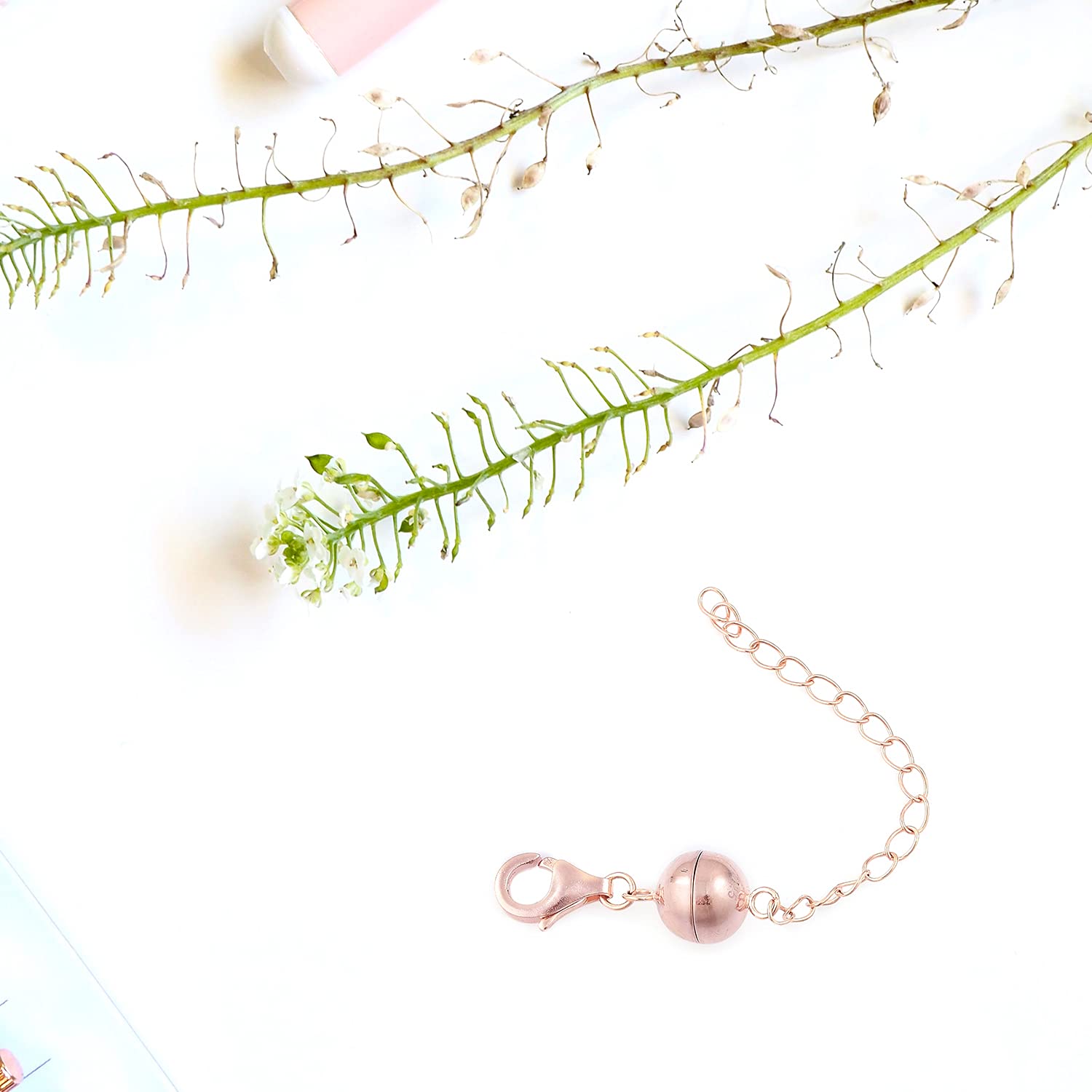 14K Rose Gold Plated 925 Sterling Silver Magnetic Ball Clasp Making Kit Birthday Christmas Gifts - Image 8