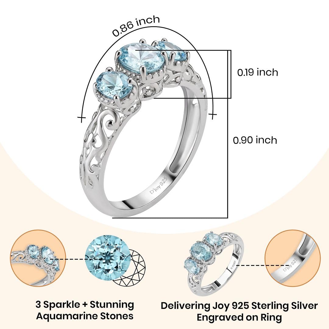 3 Birthstone Rings for Women in 925 Sterling Silver with Platinum Plating - Mothers Daughters Promise Engagement Rings - Gemstones Jewelry for Her Birthday Anniversary Wedding Gifts for Women - Image 3