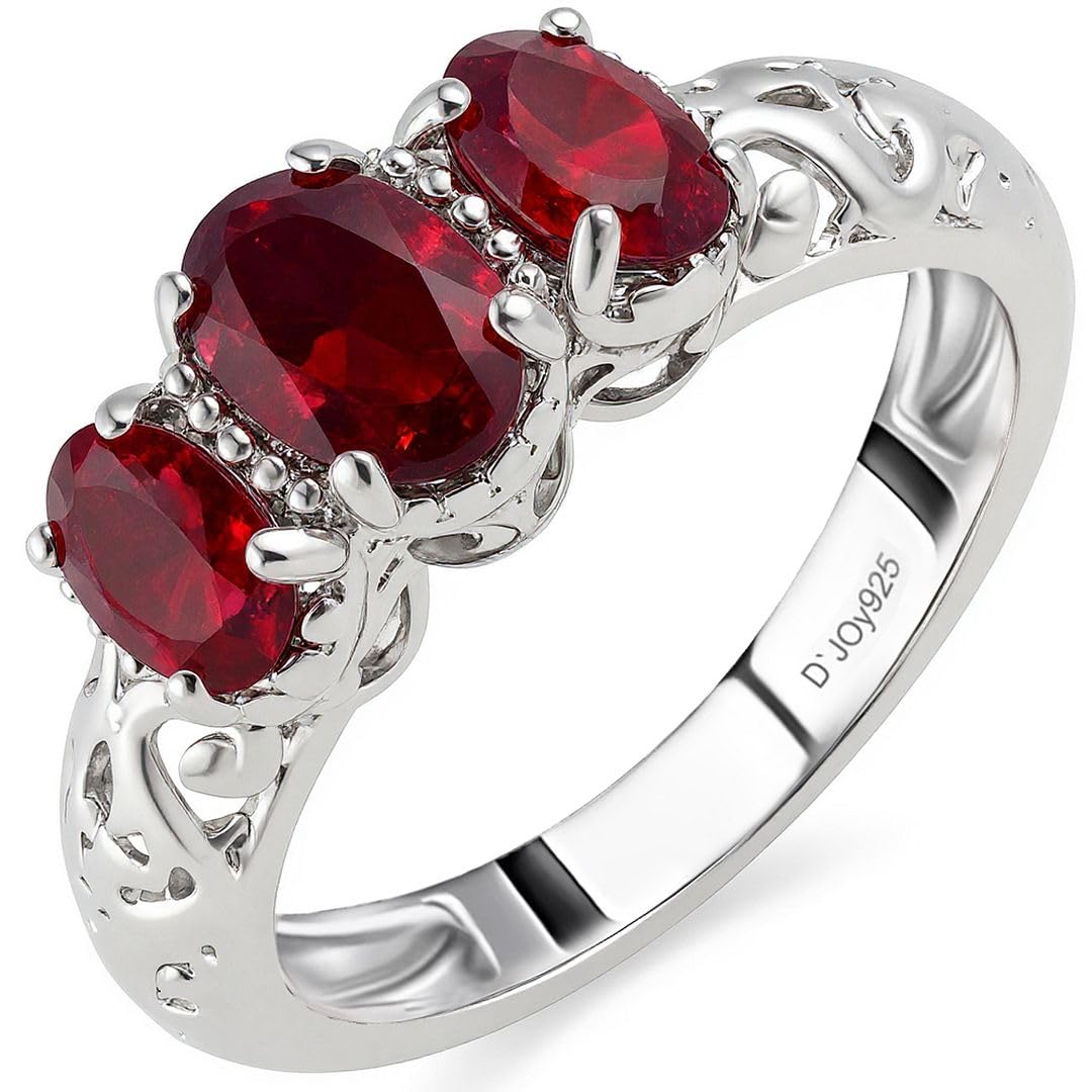 3 Birthstone Rings for Women in 925 Sterling Silver with Platinum Plating - Mothers Daughters Promise Engagement Rings - Gemstones Jewelry for Her Birthday Anniversary Wedding Gifts for Women
