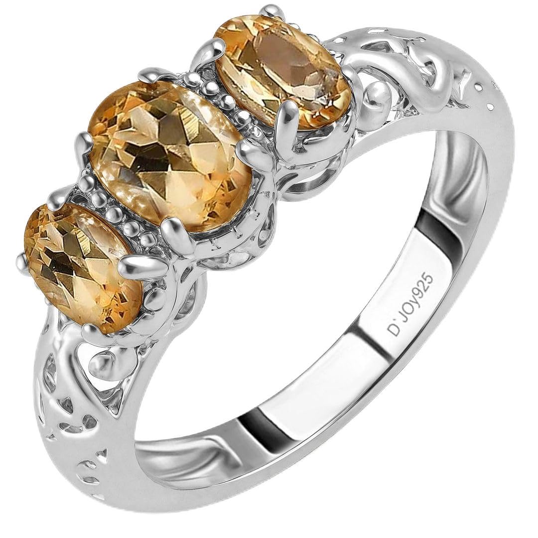 3 Birthstone Rings for Women in 925 Sterling Silver with Platinum Plating - Mothers Daughters Promise Engagement Rings - Gemstones Jewelry for Her Birthday Anniversary Wedding Gifts for Women