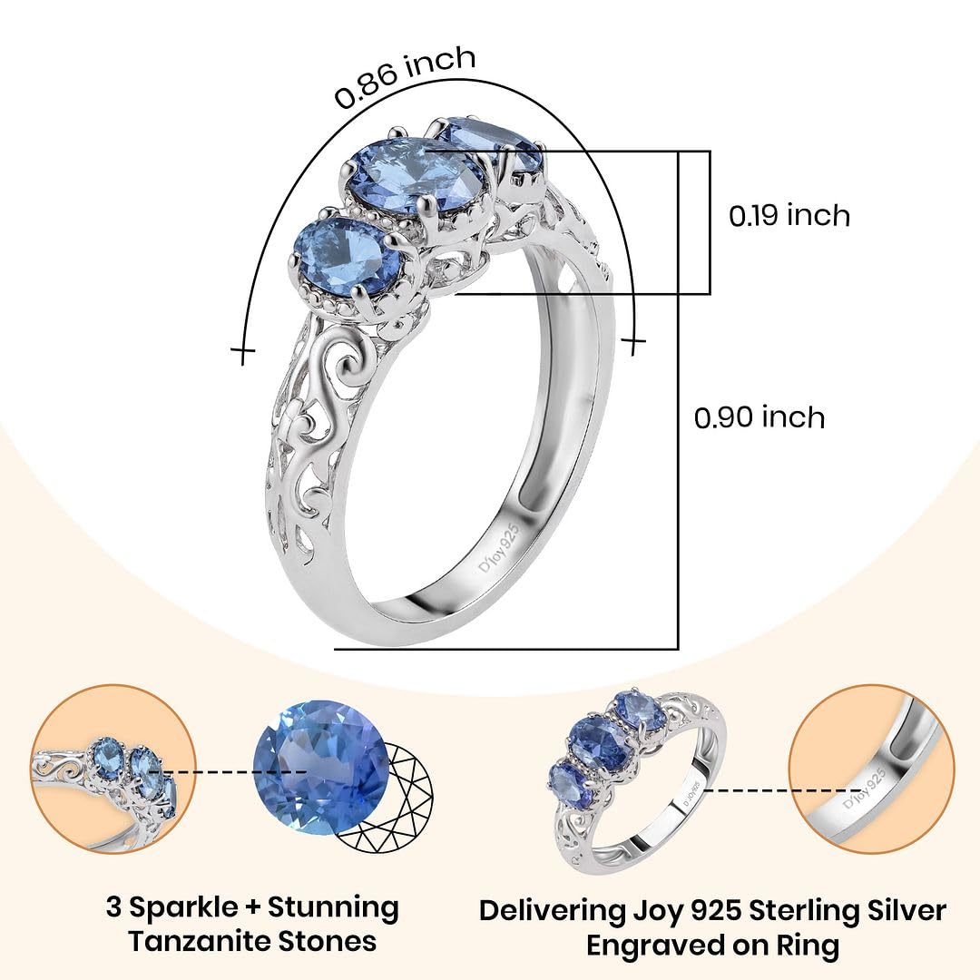 3 Birthstone Rings for Women in 925 Sterling Silver with Platinum Plating - Mothers Daughters Promise Engagement Rings - Gemstones Jewelry for Her Birthday Anniversary Wedding Gifts for Women - Image 3