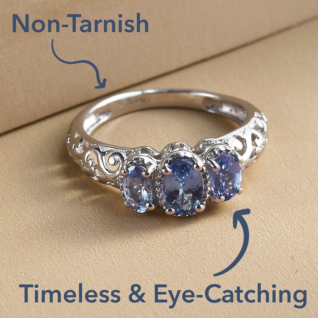 3 Birthstone Rings for Women in 925 Sterling Silver with Platinum Plating - Mothers Daughters Promise Engagement Rings - Gemstones Jewelry for Her Birthday Anniversary Wedding Gifts for Women - Image 4