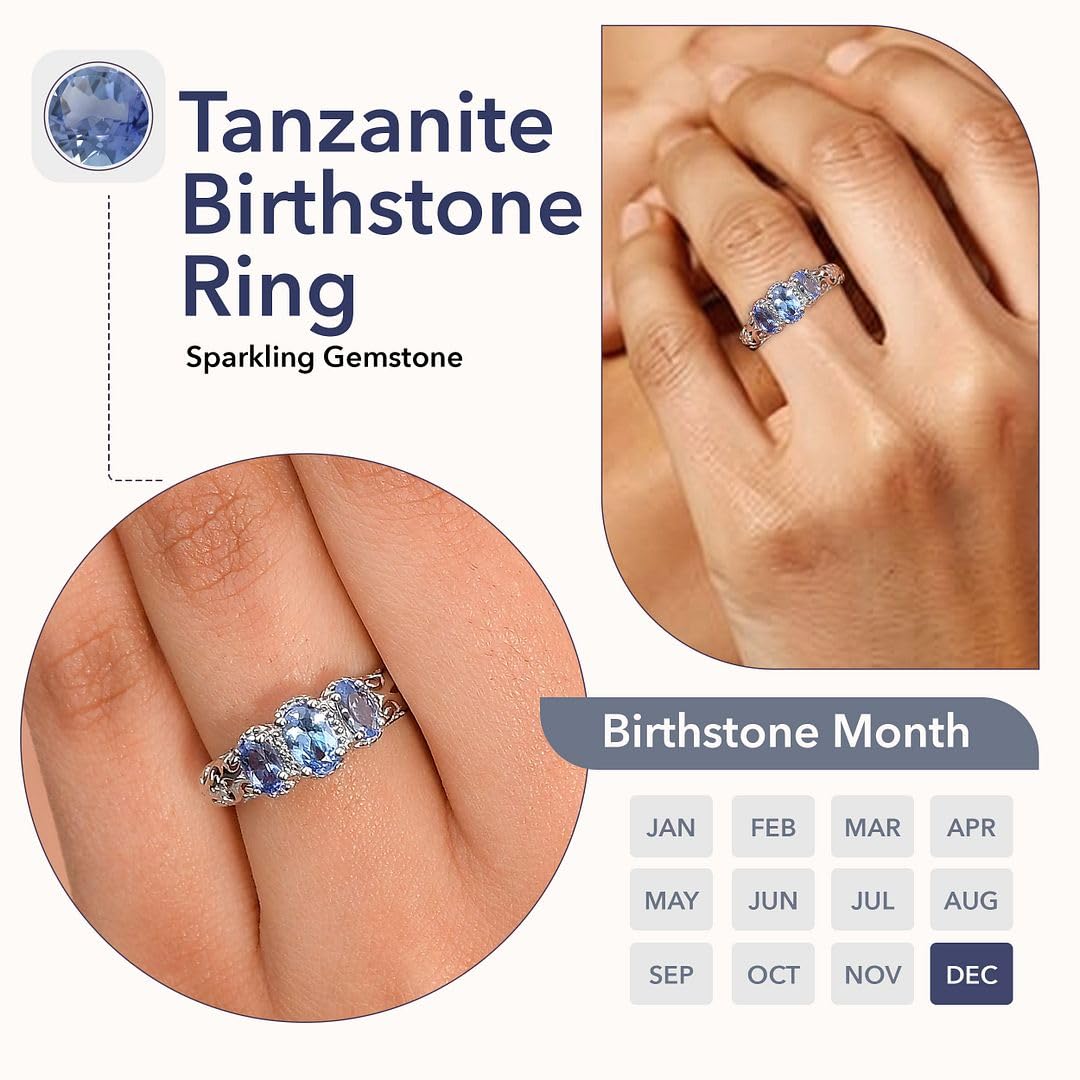 3 Birthstone Rings for Women in 925 Sterling Silver with Platinum Plating - Mothers Daughters Promise Engagement Rings - Gemstones Jewelry for Her Birthday Anniversary Wedding Gifts for Women - Image 6