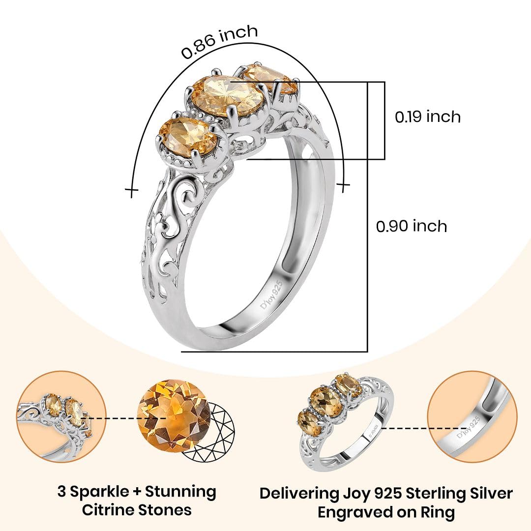 3 Birthstone Rings for Women in 925 Sterling Silver with Platinum Plating - Mothers Daughters Promise Engagement Rings - Gemstones Jewelry for Her Birthday Anniversary Wedding Gifts for Women - Image 3