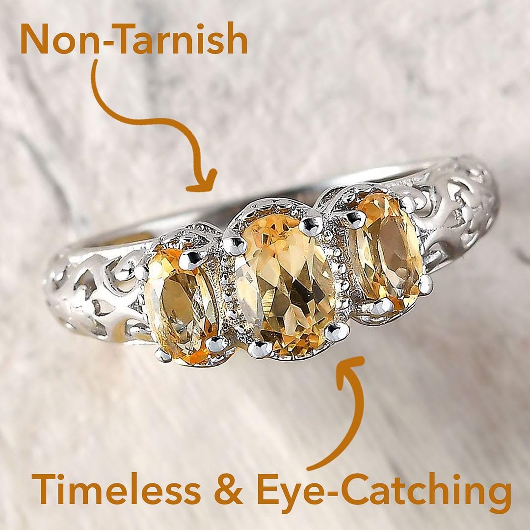 3 Birthstone Rings for Women in 925 Sterling Silver with Platinum Plating - Mothers Daughters Promise Engagement Rings - Gemstones Jewelry for Her Birthday Anniversary Wedding Gifts for Women - Image 4