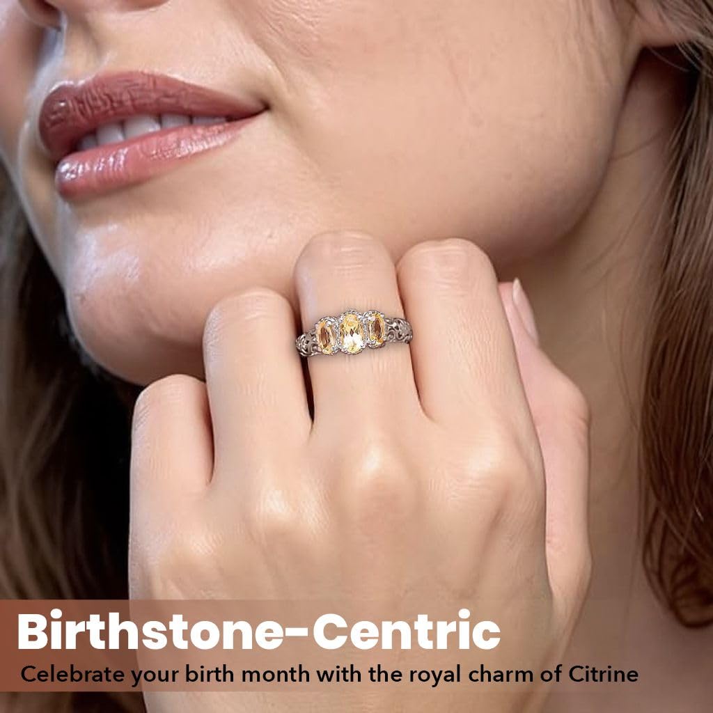 3 Birthstone Rings for Women in 925 Sterling Silver with Platinum Plating - Mothers Daughters Promise Engagement Rings - Gemstones Jewelry for Her Birthday Anniversary Wedding Gifts for Women - Image 5