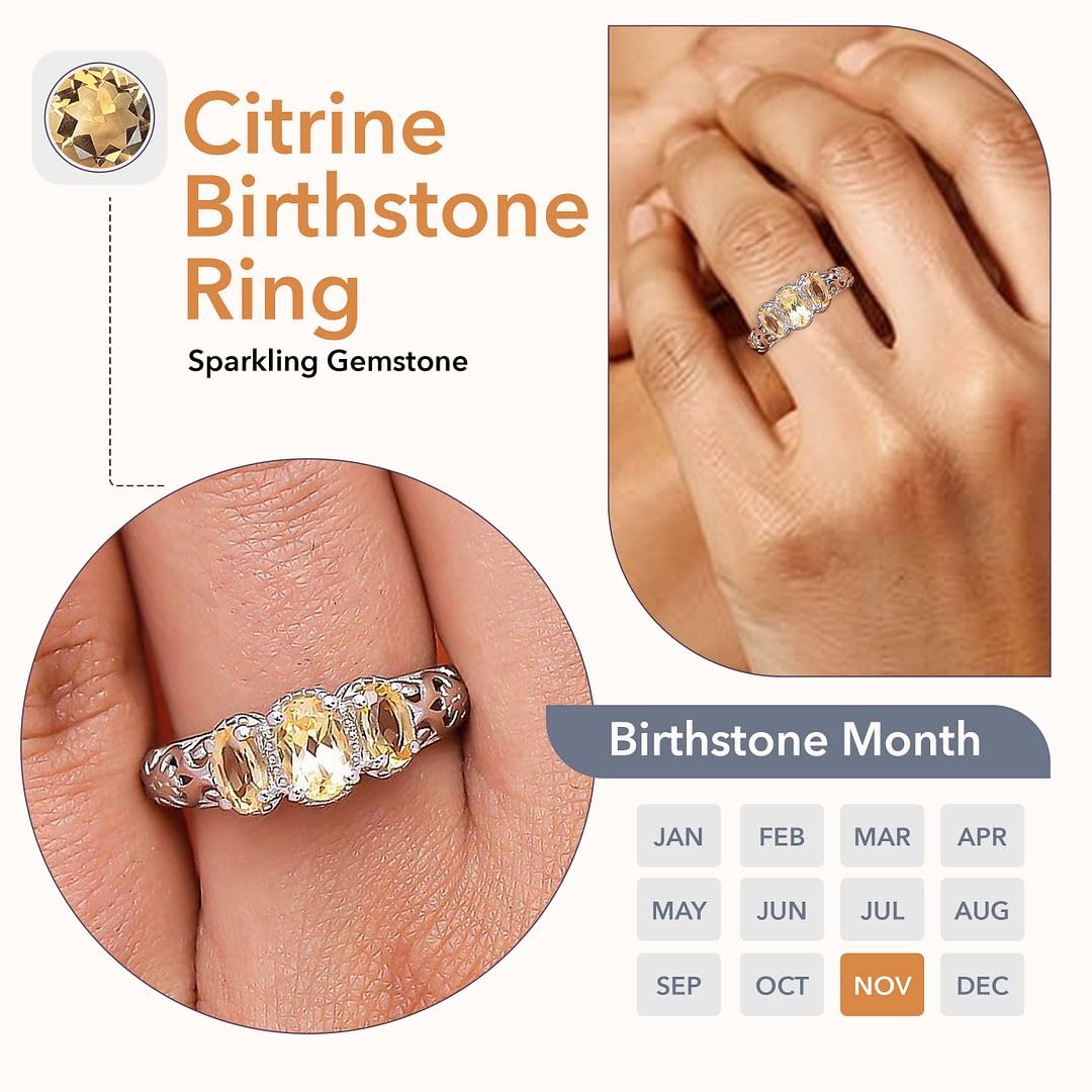 3 Birthstone Rings for Women in 925 Sterling Silver with Platinum Plating - Mothers Daughters Promise Engagement Rings - Gemstones Jewelry for Her Birthday Anniversary Wedding Gifts for Women - Image 6