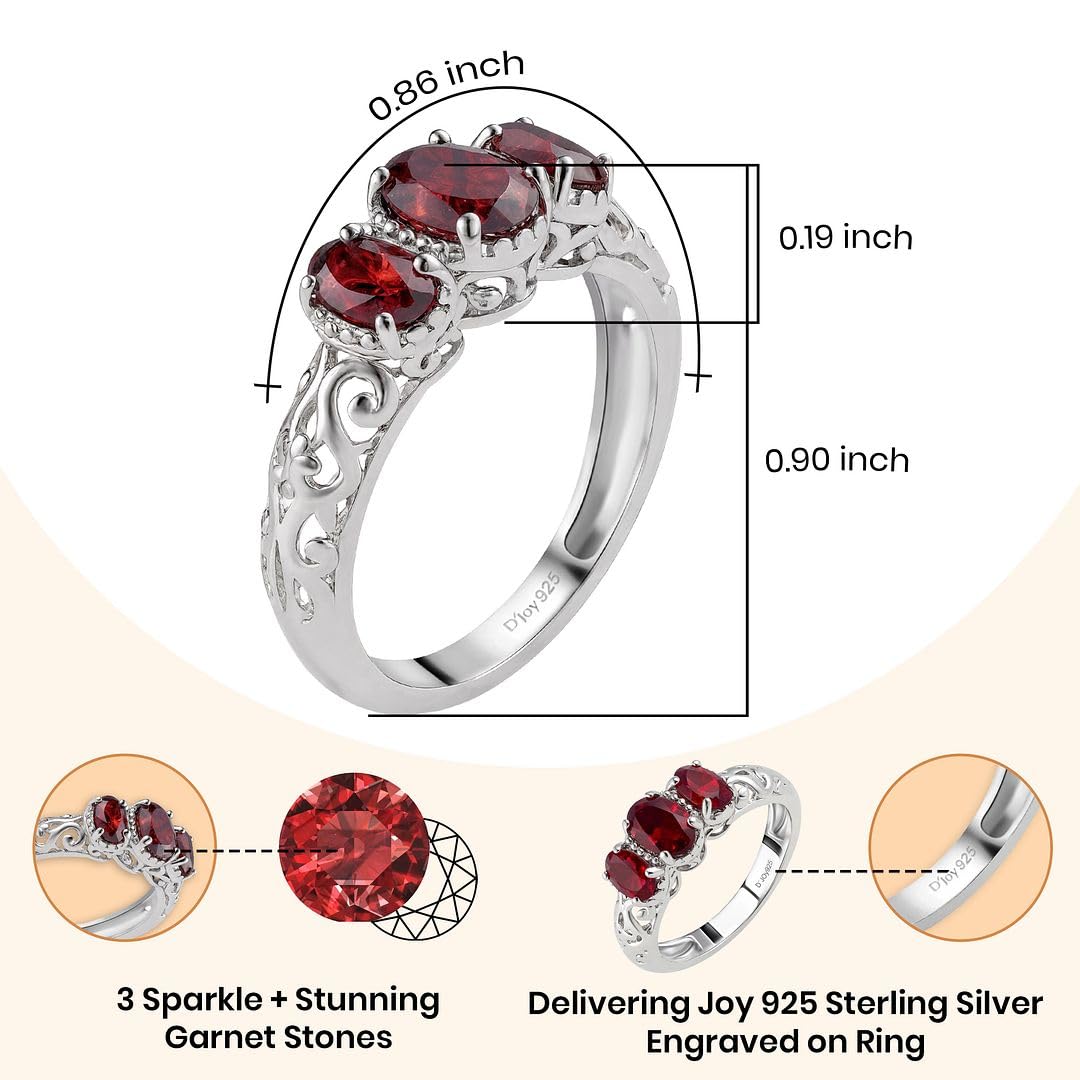 3 Birthstone Rings for Women in 925 Sterling Silver with Platinum Plating - Mothers Daughters Promise Engagement Rings - Gemstones Jewelry for Her Birthday Anniversary Wedding Gifts for Women - Image 3