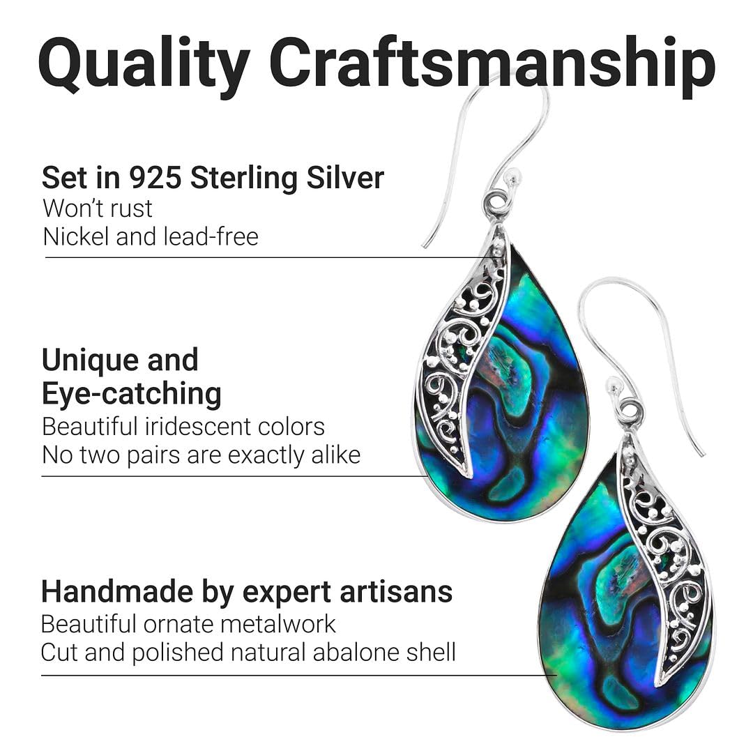 925 Sterling Silver Abalone Shell Dangle Drop Elegant Earrings Costume Jewelry for Women Birthday Christmas Gifts for Women - Image 3