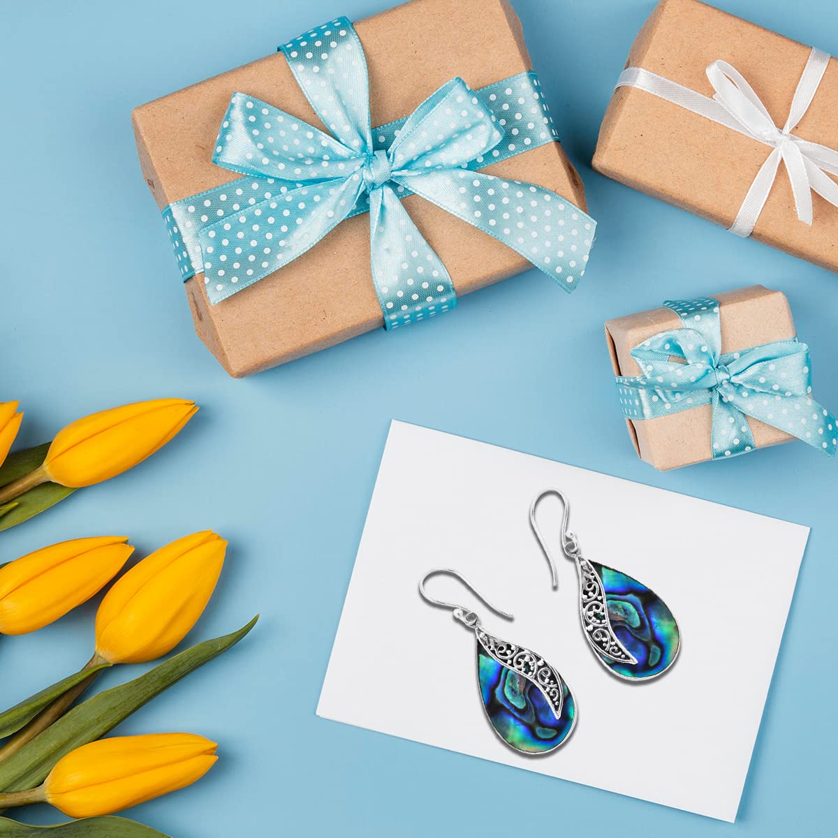 925 Sterling Silver Abalone Shell Dangle Drop Elegant Earrings Costume Jewelry for Women Birthday Christmas Gifts for Women - Image 7
