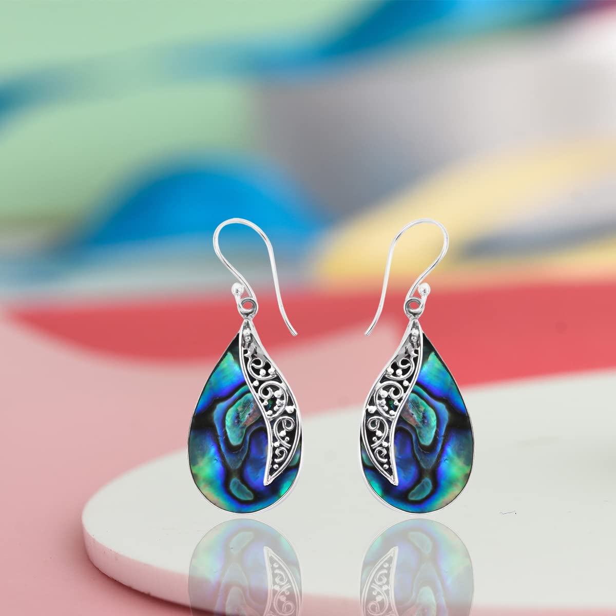 925 Sterling Silver Abalone Shell Dangle Drop Elegant Earrings Costume Jewelry for Women Birthday Christmas Gifts for Women - Image 8