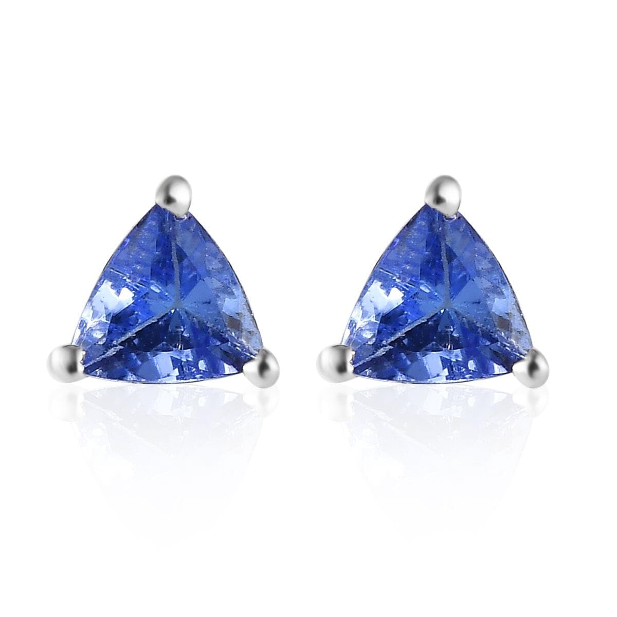 925 Sterling Silver Blue Tanzanite Stud December Birthstone Earrings For Women Platinum Plated Trillion Cut Engagement Ct 1.1 Birthday Christmas Gifts for Women