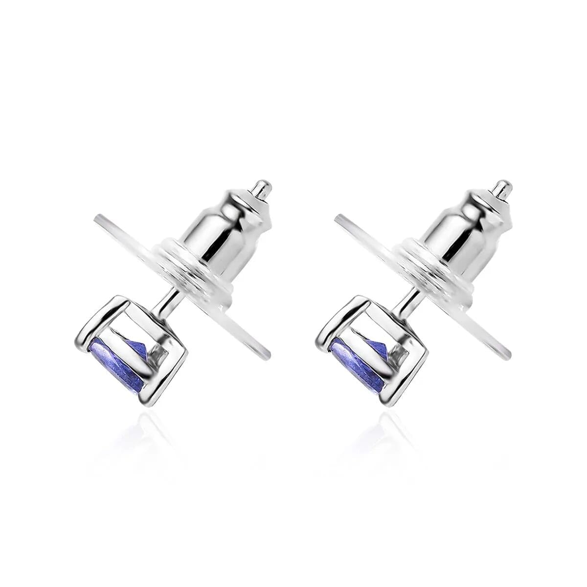 925 Sterling Silver Blue Tanzanite Stud December Birthstone Earrings For Women Platinum Plated Trillion Cut Engagement Ct 1.1 Birthday Christmas Gifts for Women - Image 4