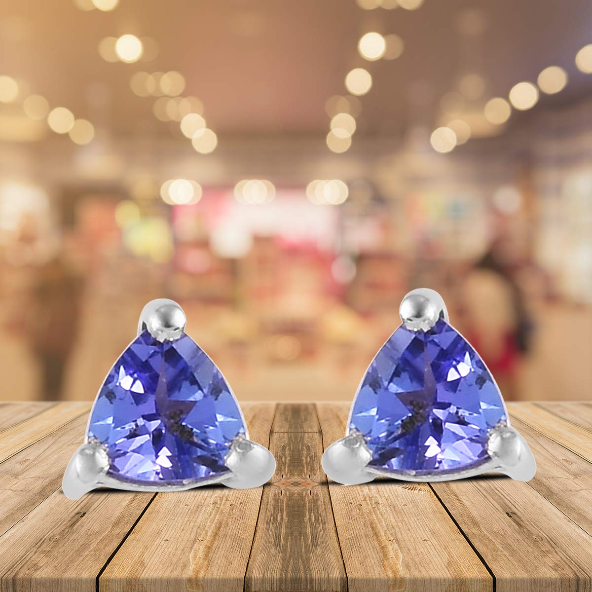 925 Sterling Silver Blue Tanzanite Stud December Birthstone Earrings For Women Platinum Plated Trillion Cut Engagement Ct 1.1 Birthday Christmas Gifts for Women - Image 7