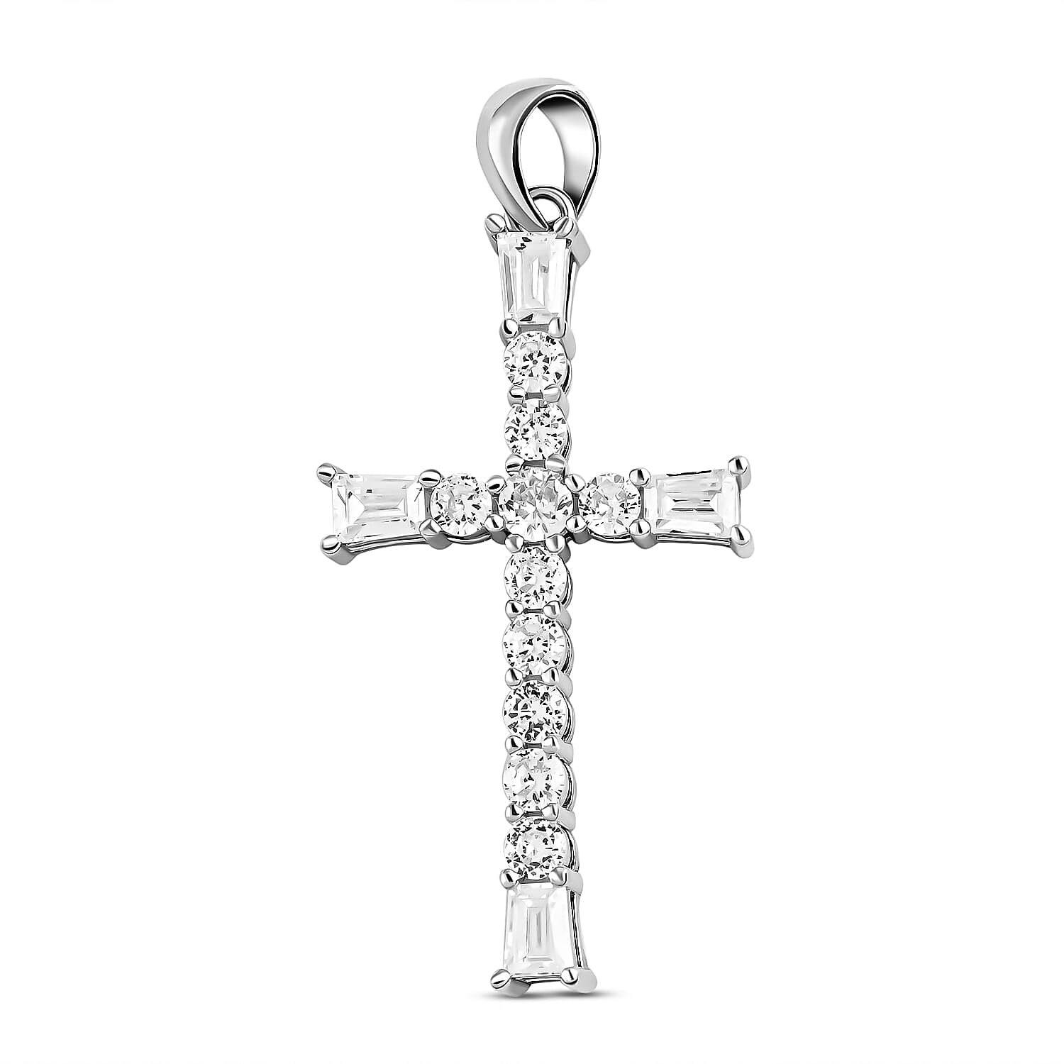 925 Sterling Silver Cross Pendant for Men & Womens - Cubic Zirconia Cross Pendants Silver Cross Jewelry - Cute Catholic Faith Religious Birthday Anniversary Sparkling Statement Gifts for Womens
