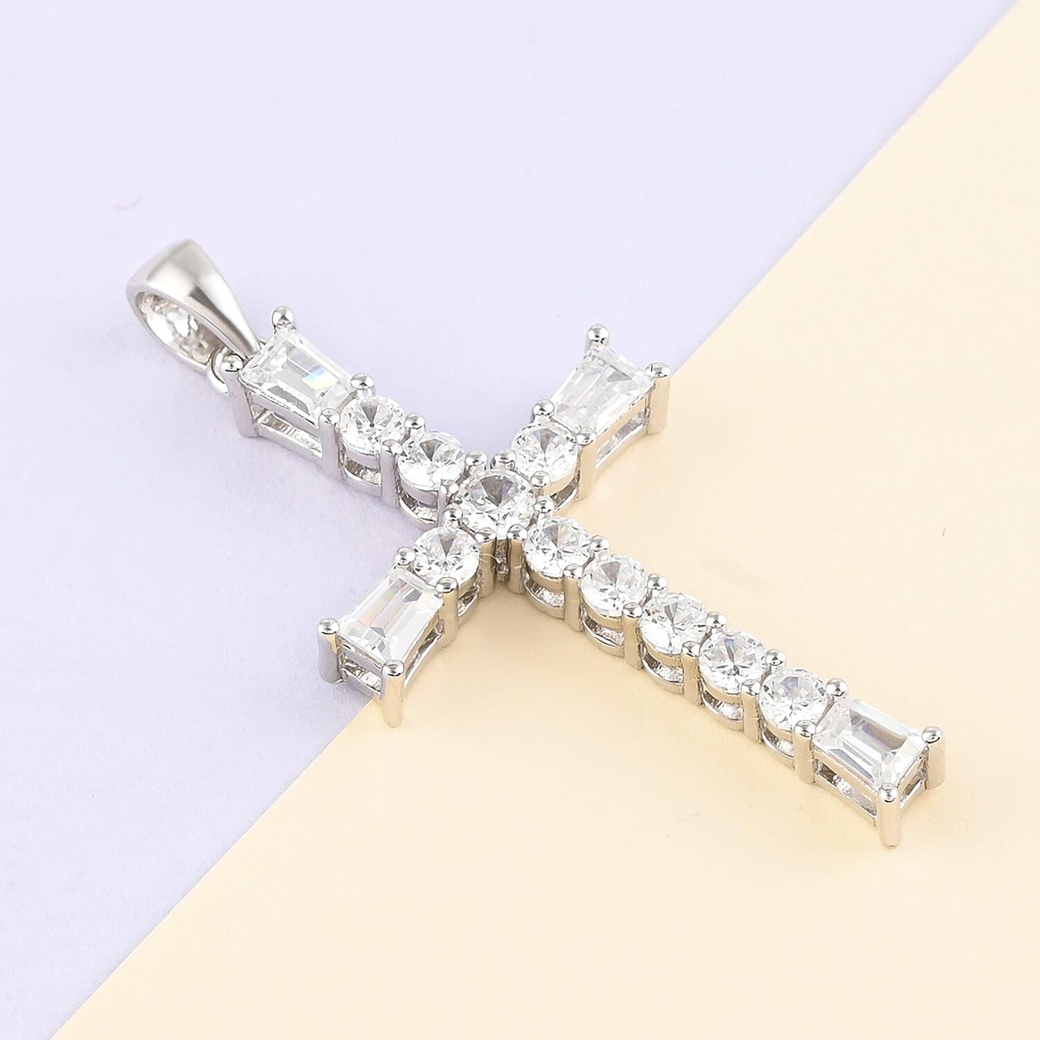 925 Sterling Silver Cross Pendant for Men & Womens - Cubic Zirconia Cross Pendants Silver Cross Jewelry - Cute Catholic Faith Religious Birthday Anniversary Sparkling Statement Gifts for Womens - Image 2