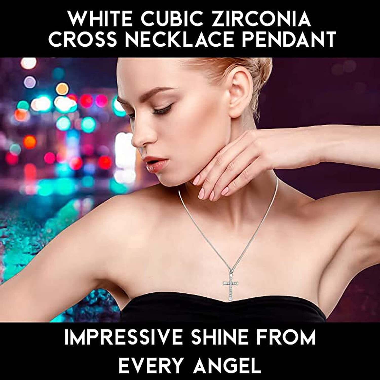 925 Sterling Silver Cross Pendant for Men & Womens - Cubic Zirconia Cross Pendants Silver Cross Jewelry - Cute Catholic Faith Religious Birthday Anniversary Sparkling Statement Gifts for Womens - Image 4