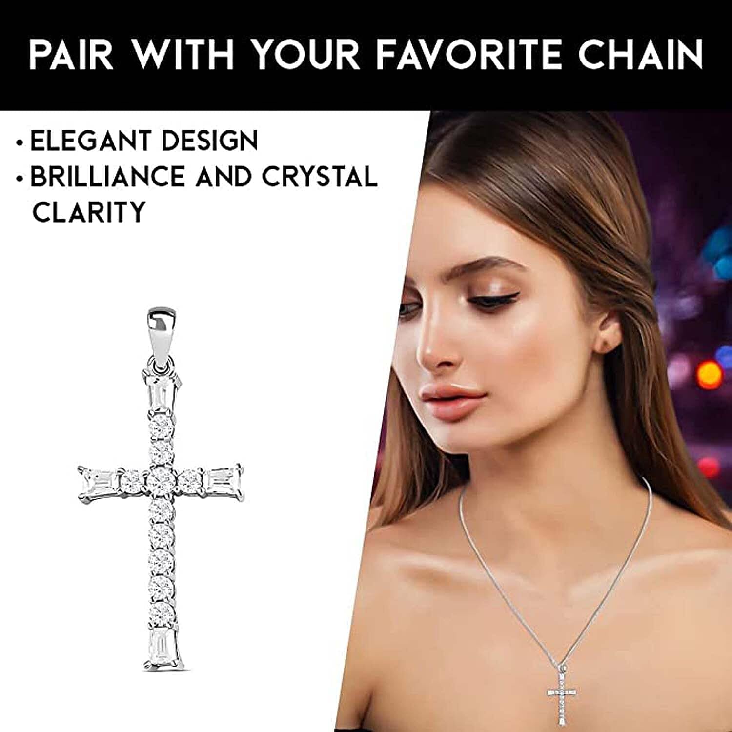 925 Sterling Silver Cross Pendant for Men & Womens - Cubic Zirconia Cross Pendants Silver Cross Jewelry - Cute Catholic Faith Religious Birthday Anniversary Sparkling Statement Gifts for Womens - Image 5