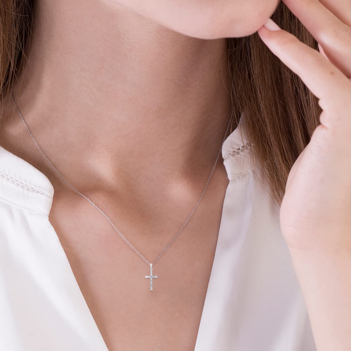 925 Sterling Silver Cross Pendant for Men & Womens - Cubic Zirconia Cross Pendants Silver Cross Jewelry - Cute Catholic Faith Religious Birthday Anniversary Sparkling Statement Gifts for Womens - Image 8