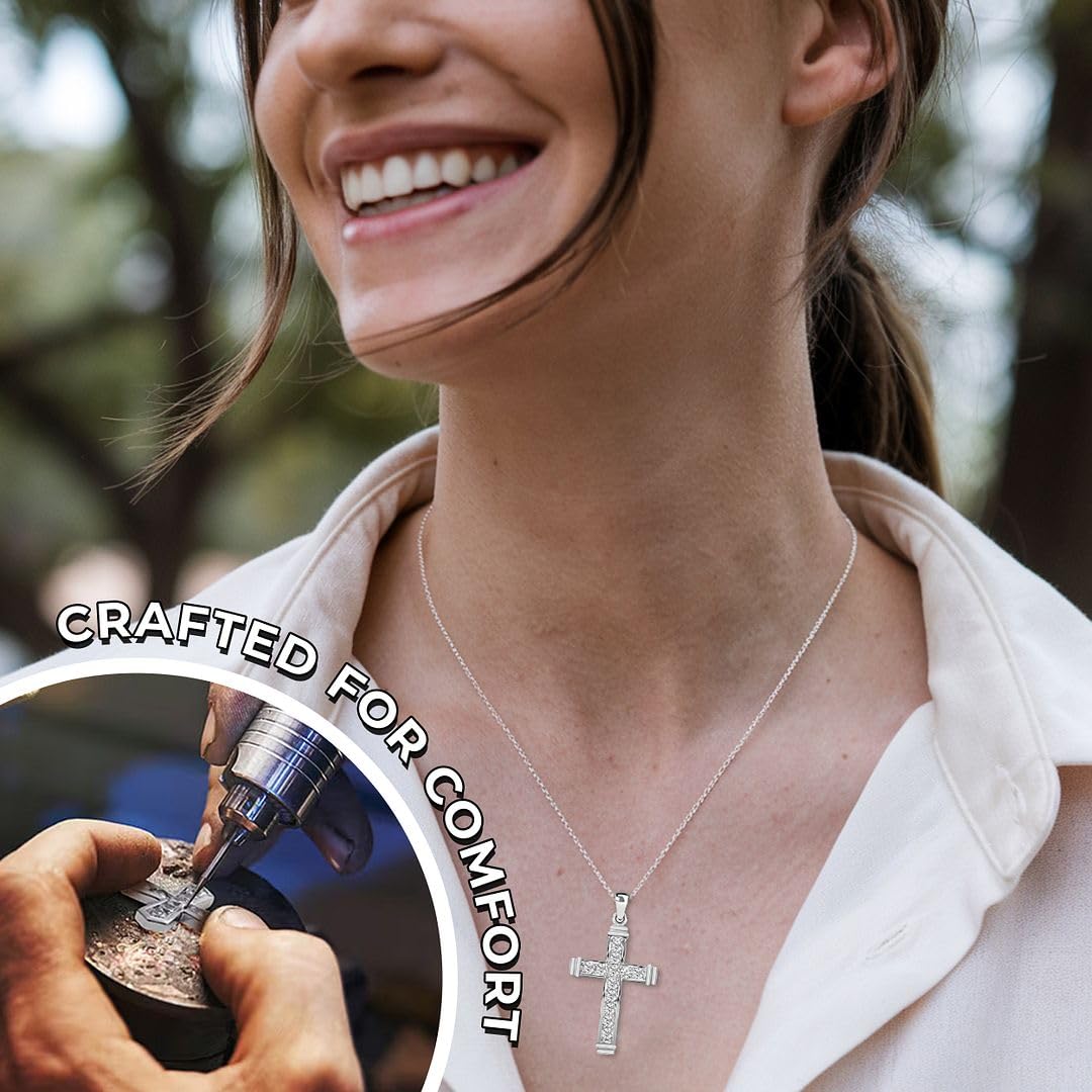 925 Sterling Silver Cross Pendant for Men & Womens - Cubic Zirconia Cross Pendants Silver Cross Jewelry - Cute Catholic Faith Religious Birthday Anniversary Sparkling Statement Gifts for Womens - Image 6