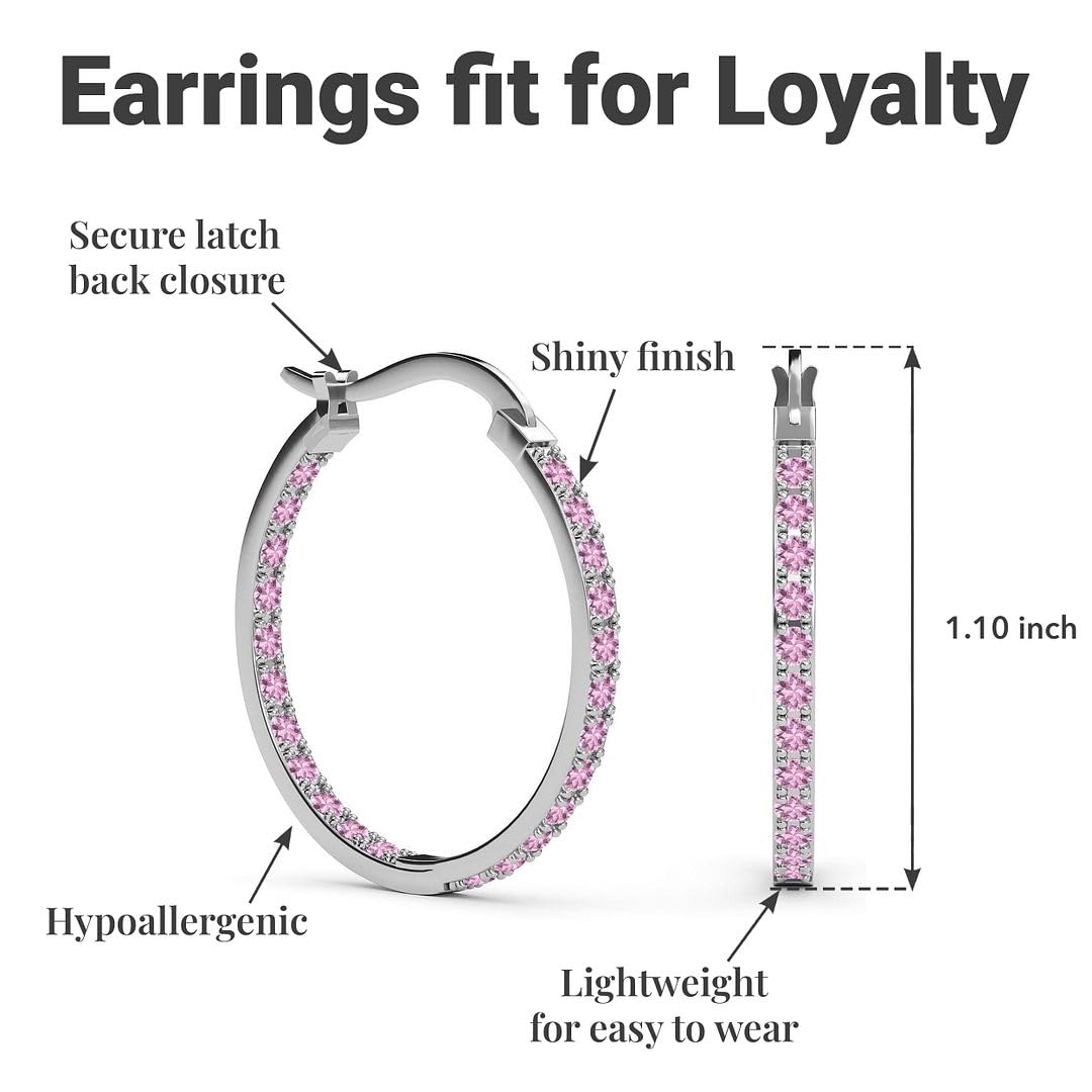 925 Sterling Silver Cubic Zirconia Hoop Earrings for Women - CZ Hoop Earrings for Women Rhodium Plated Inside Out Hoop Earrings - Engagement Unique Cute Christmas Gifts for Her - Image 5