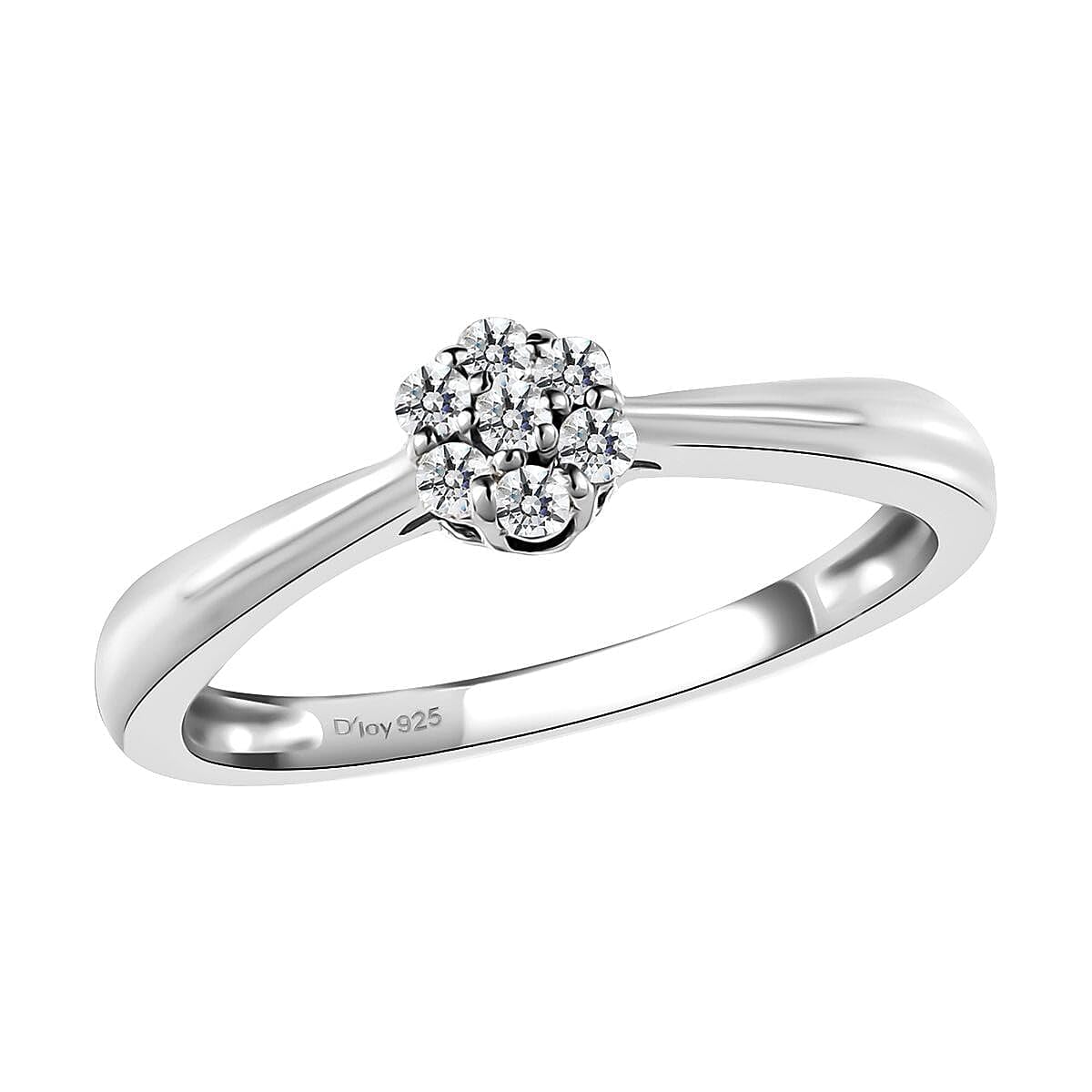 925 Sterling Silver Diamond Engagement Rings for Women - Jewelry Platinum Plated - Flower Statement Ct 0.1 I3 clarity Costume Jewelry for Women - Anniversary Birthday Christmas Gifts for Women