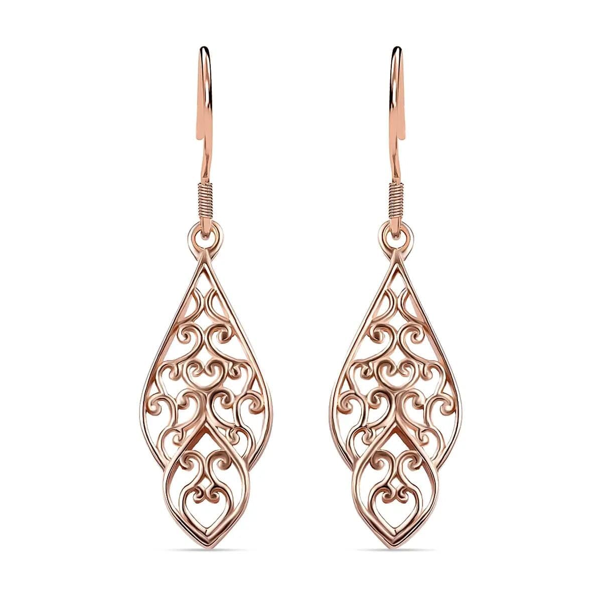 925 Sterling Silver Filigree Dangle Earrings for Women Jewelry Gold Plated Spring Birthday Christmas Gifts for Women