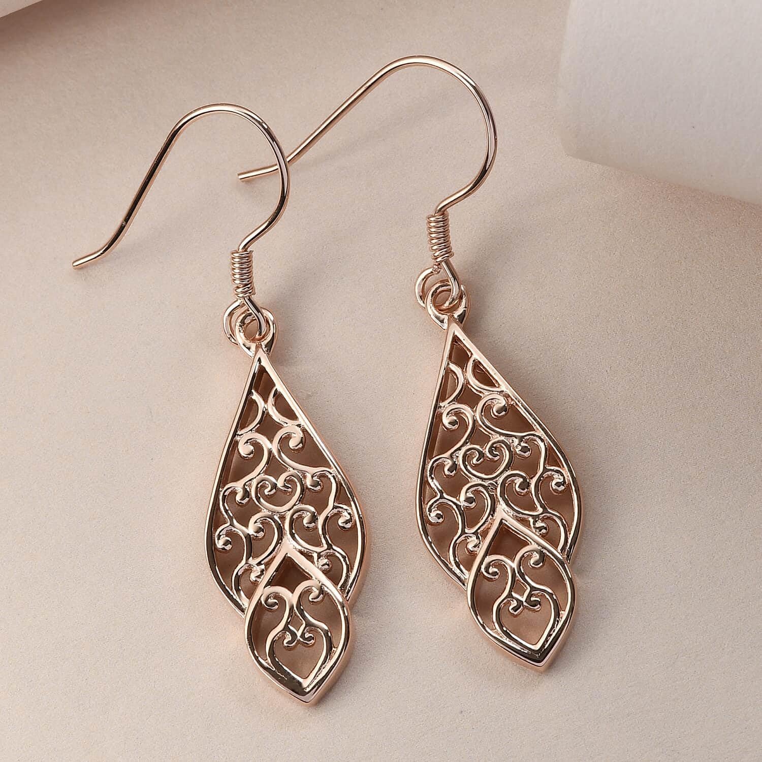 925 Sterling Silver Filigree Dangle Earrings for Women Jewelry Gold Plated Spring Birthday Christmas Gifts for Women - Image 2