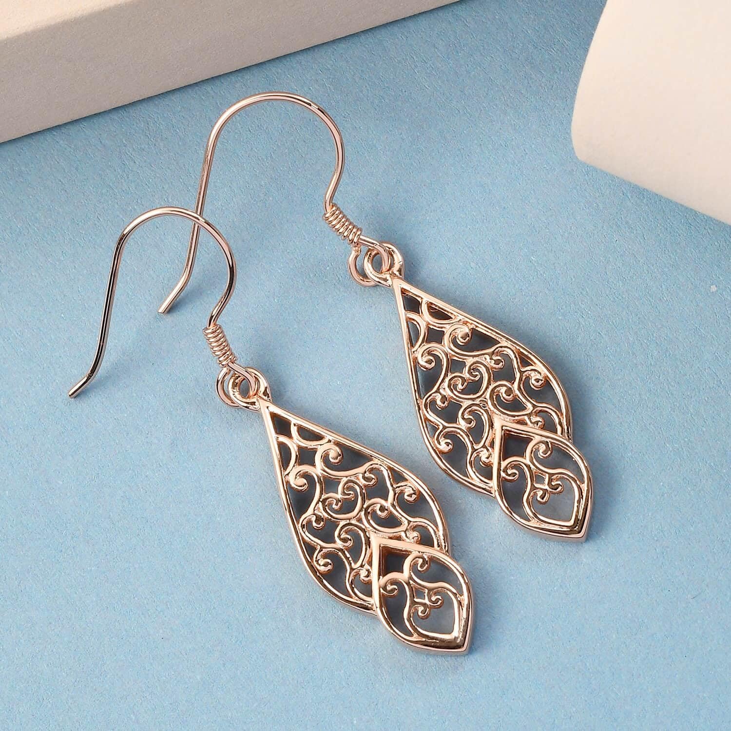 925 Sterling Silver Filigree Dangle Earrings for Women Jewelry Gold Plated Spring Birthday Christmas Gifts for Women - Image 3