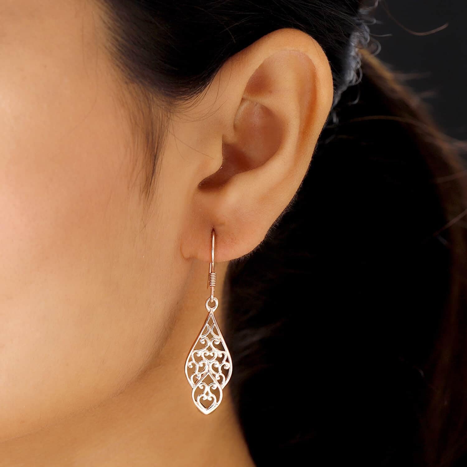 925 Sterling Silver Filigree Dangle Earrings for Women Jewelry Gold Plated Spring Birthday Christmas Gifts for Women - Image 4