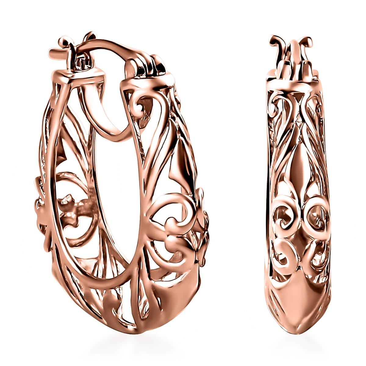 925 Sterling Silver Hoop Earrings for Women with Rose Gold Plated - Openwork Filigree Earrings for Women - Fashion Jewelry Christmas Gifts for Her