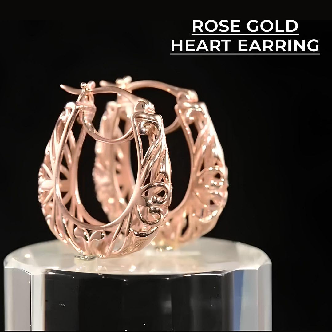 925 Sterling Silver Hoop Earrings for Women with Rose Gold Plated - Openwork Filigree Earrings for Women - Fashion Jewelry Christmas Gifts for Her - Image 3