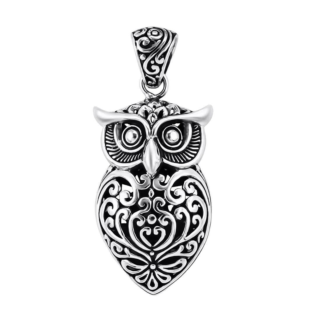 925 Sterling Silver Pendant for Women - Silver Charm Pendant Owl Jewelry Her - Bird Anniversary Vintage Traditional - Sterling Silver Wedding Engagement Jewelry - Birthday Christmas Gifts for Women