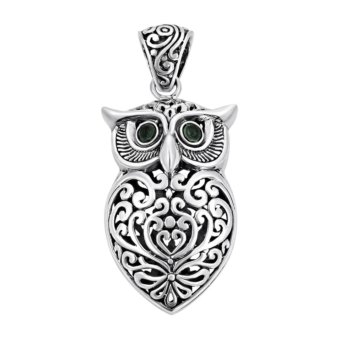 925 Sterling Silver Pendant for Women - Silver Charm Pendant Owl Jewelry Her - Bird Anniversary Vintage Traditional - Sterling Silver Wedding Engagement Jewelry - Birthday Christmas Gifts for Women