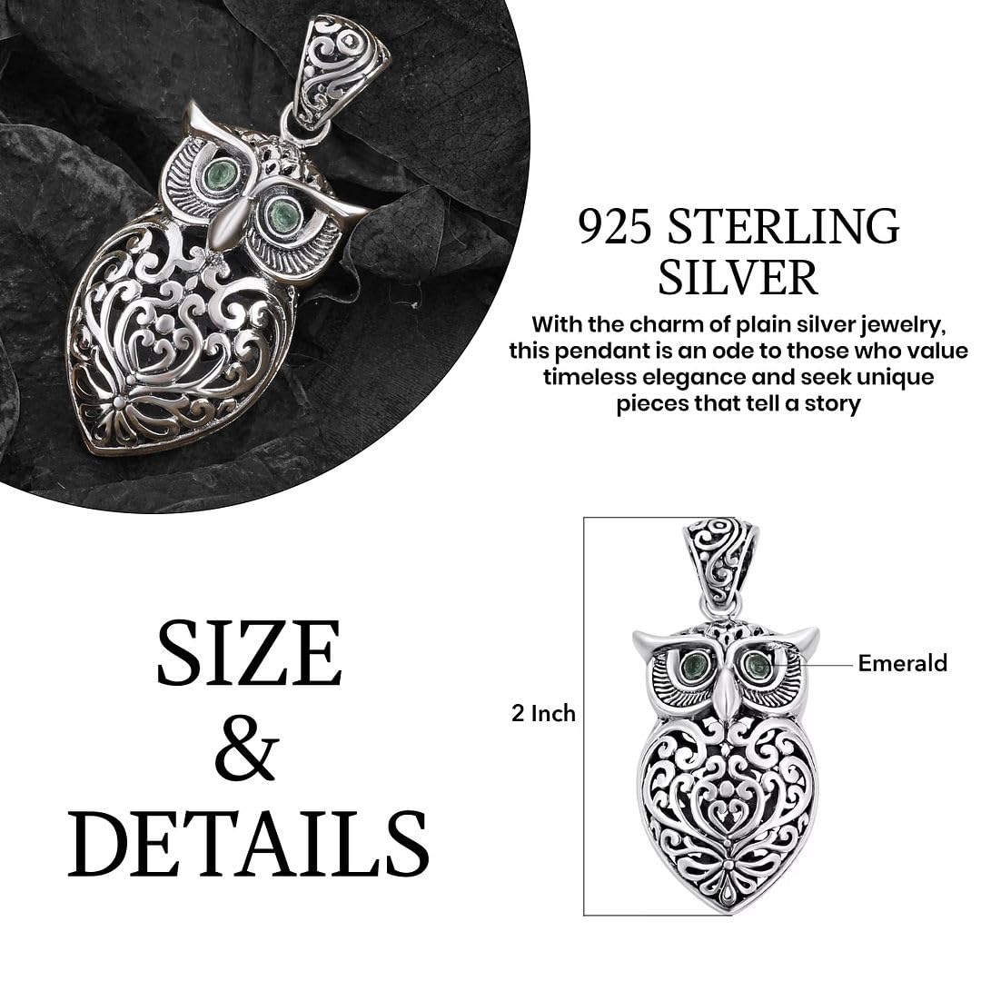 925 Sterling Silver Pendant for Women - Silver Charm Pendant Owl Jewelry Her - Bird Anniversary Vintage Traditional - Sterling Silver Wedding Engagement Jewelry - Birthday Christmas Gifts for Women - Image 3