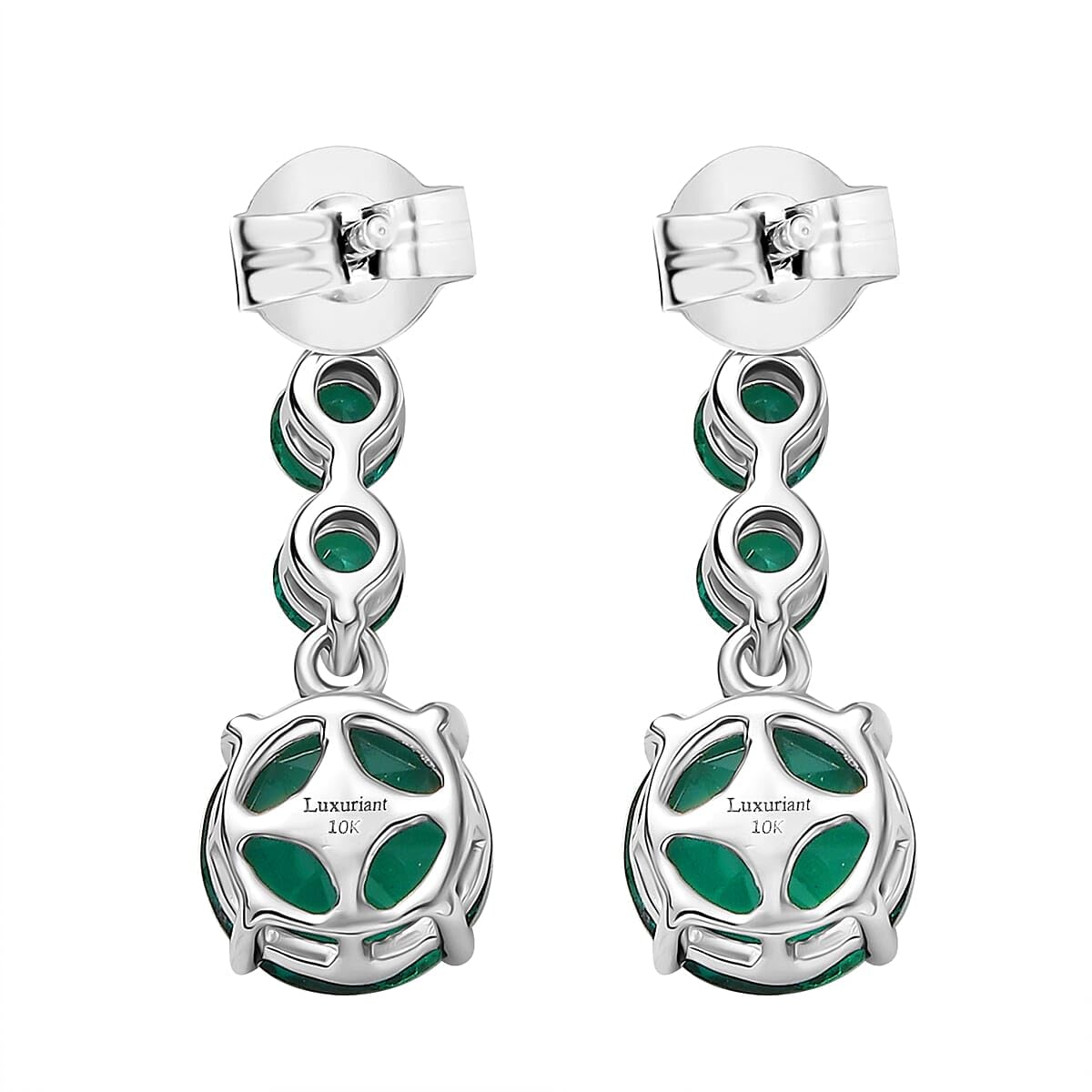 AAA Luxuriant Lab Grown Emerald 2.89 ctw Earrings in 10K White Gold Christmas Gifts - Image 3