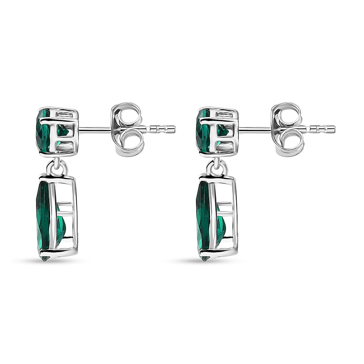 AAA Luxuriant Lab Grown Emerald 3.06 ctw Earrings in 10K White Gold Christmas Gifts - Image 3