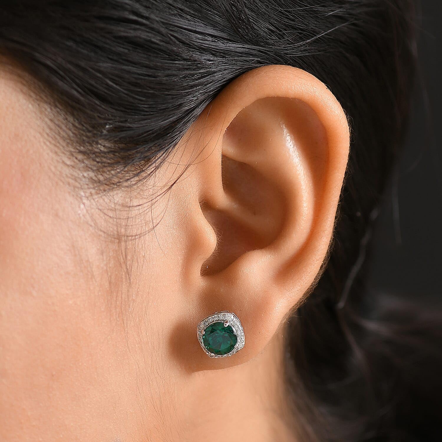 AAA Luxuriant Lab Grown Emerald and G-H SI Lab Grown Diamond 2.58 ctw Earrings in 10K White Gold Christmas Gifts