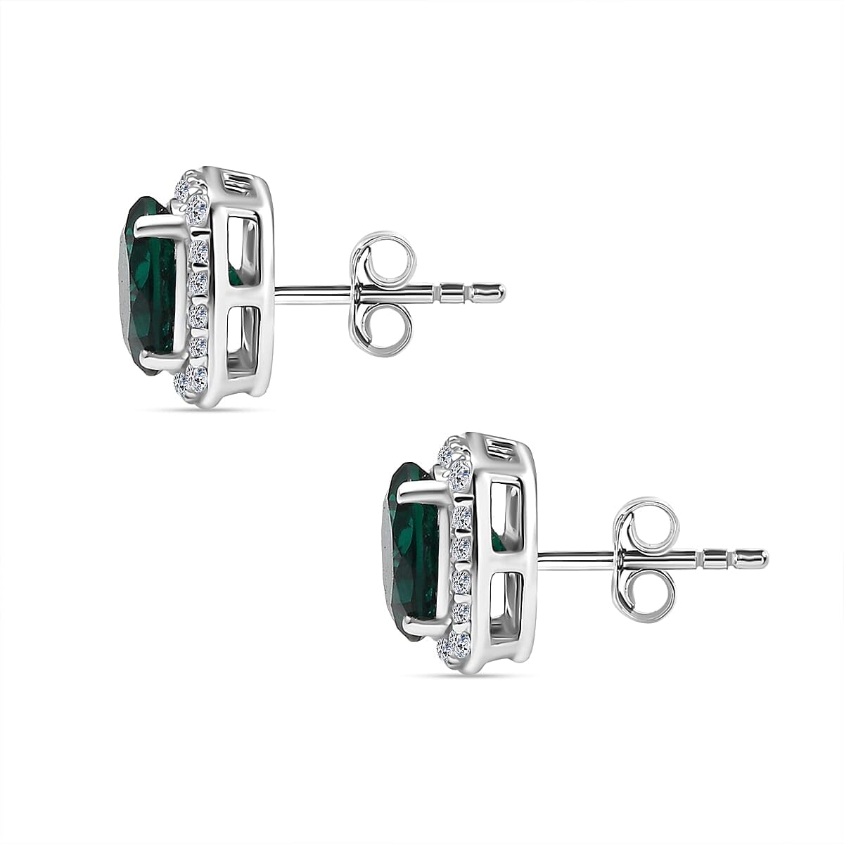 AAA Luxuriant Lab Grown Emerald and G-H SI Lab Grown Diamond 2.58 ctw Earrings in 10K White Gold Christmas Gifts - Image 2