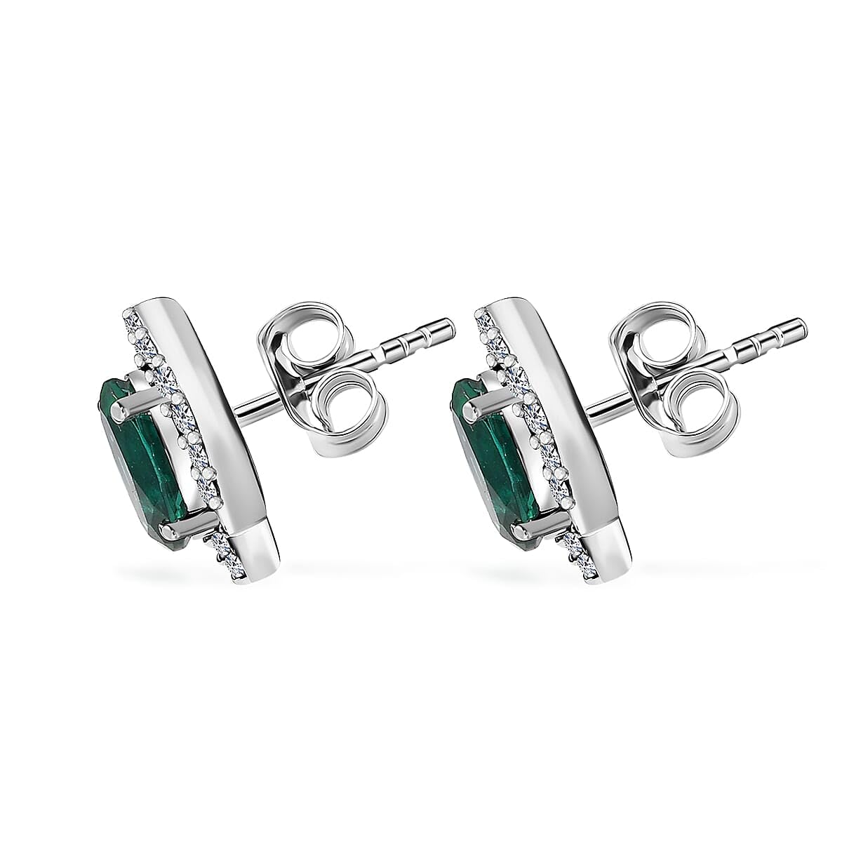 AAA Luxuriant Lab Grown Emerald and G-H SI Lab Grown Diamond 2.26 ctw Earrings in 10K White Gold Christmas Gifts