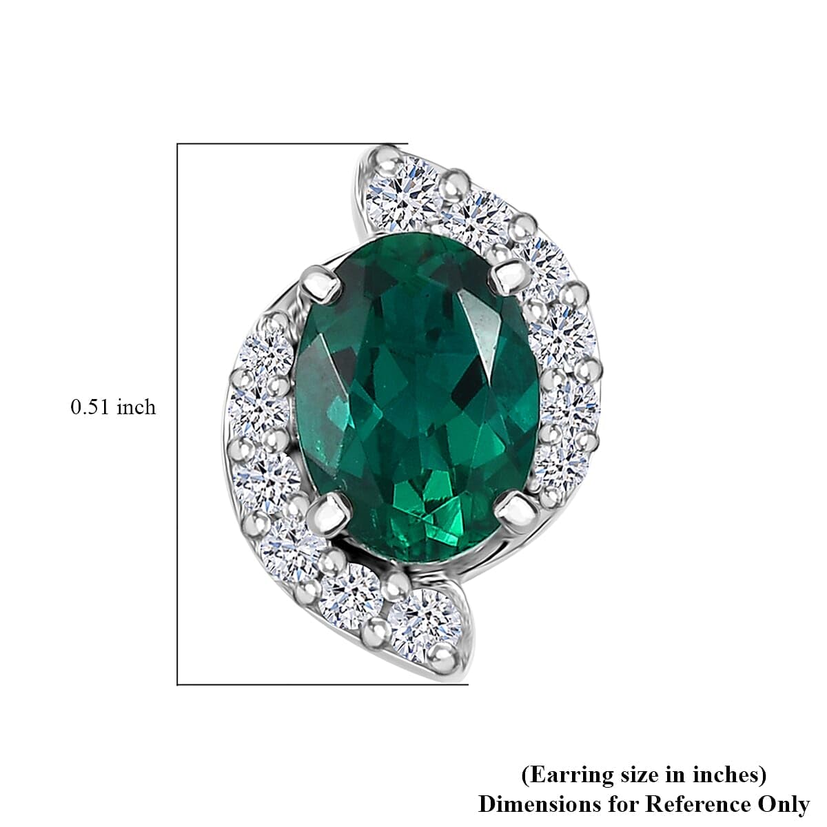 AAA Luxuriant Lab Grown Emerald and G-H SI Lab Grown Diamond 2.26 ctw Earrings in 10K White Gold Christmas Gifts - Image 2