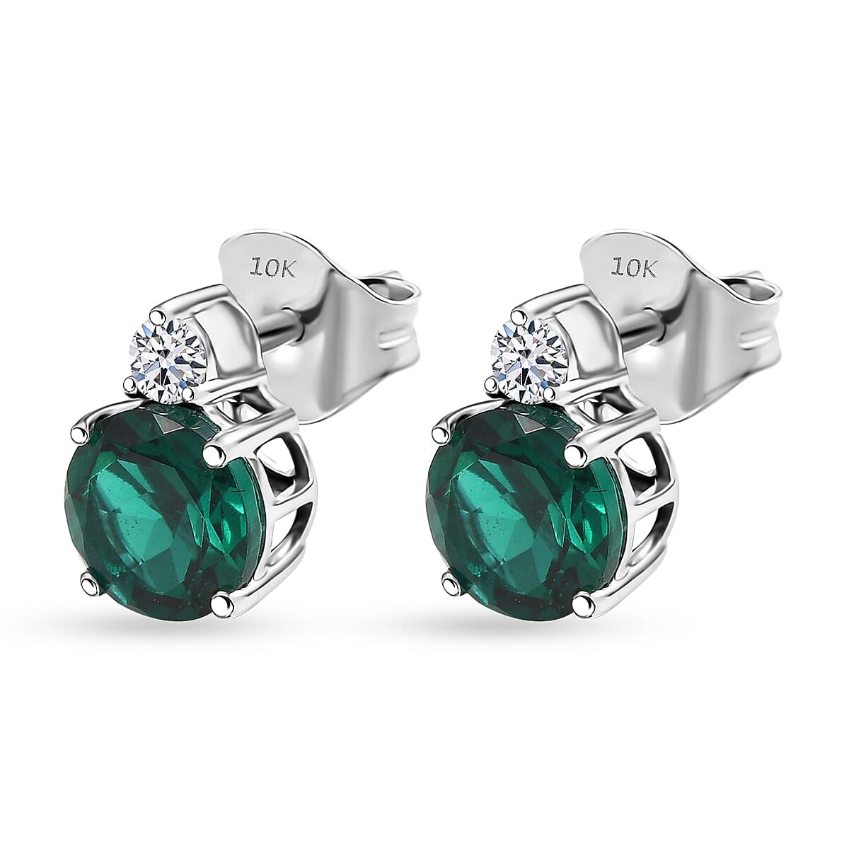 AAA Luxuriant Lab Grown Emerald and G-H SI Lab Grown Diamond 2.01 ctw Earrings in 10K White Gold Christmas Gifts - Image 3