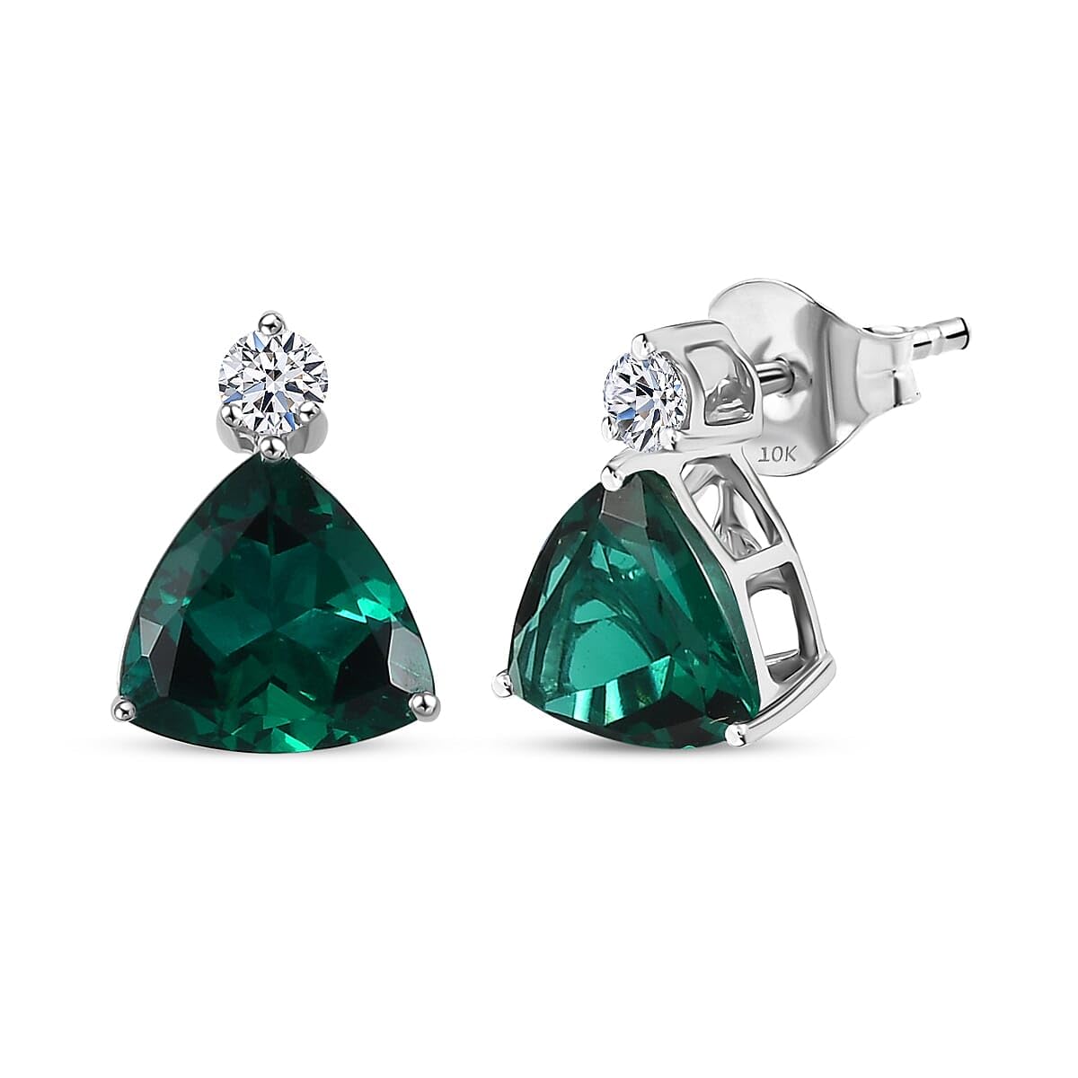 AAA Luxuriant Lab Grown Emerald and G-H SI Lab Grown Diamond 2.30 ctw Earrings in 10K White Gold Christmas Gifts